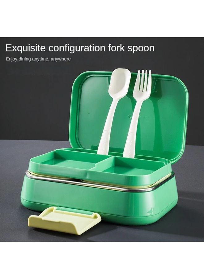 Green Stainless Steel Insulated Lunch Box 3 Compartments Sealed For Students Adults - Image 3